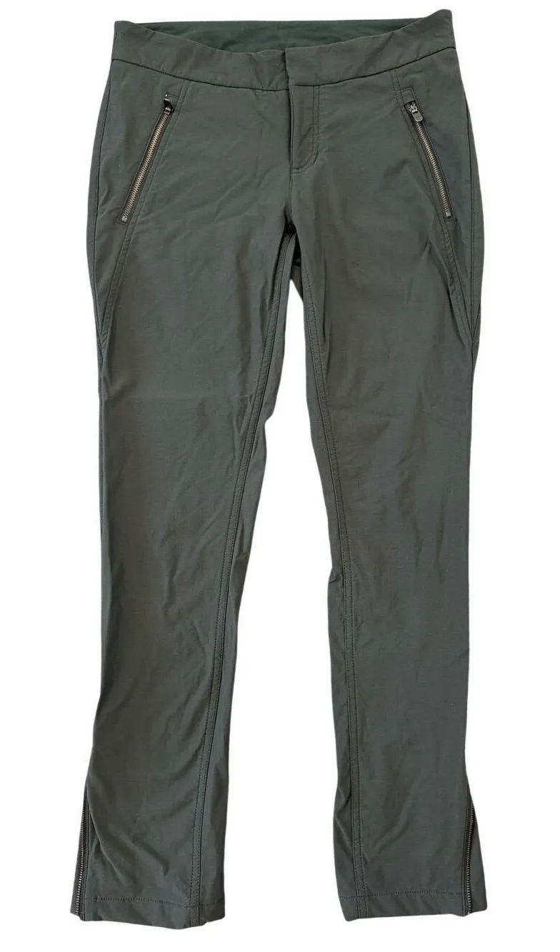 Athleta Wander Stash Skinny Pants Olive Green Size 6 Zip Ankle Stretch