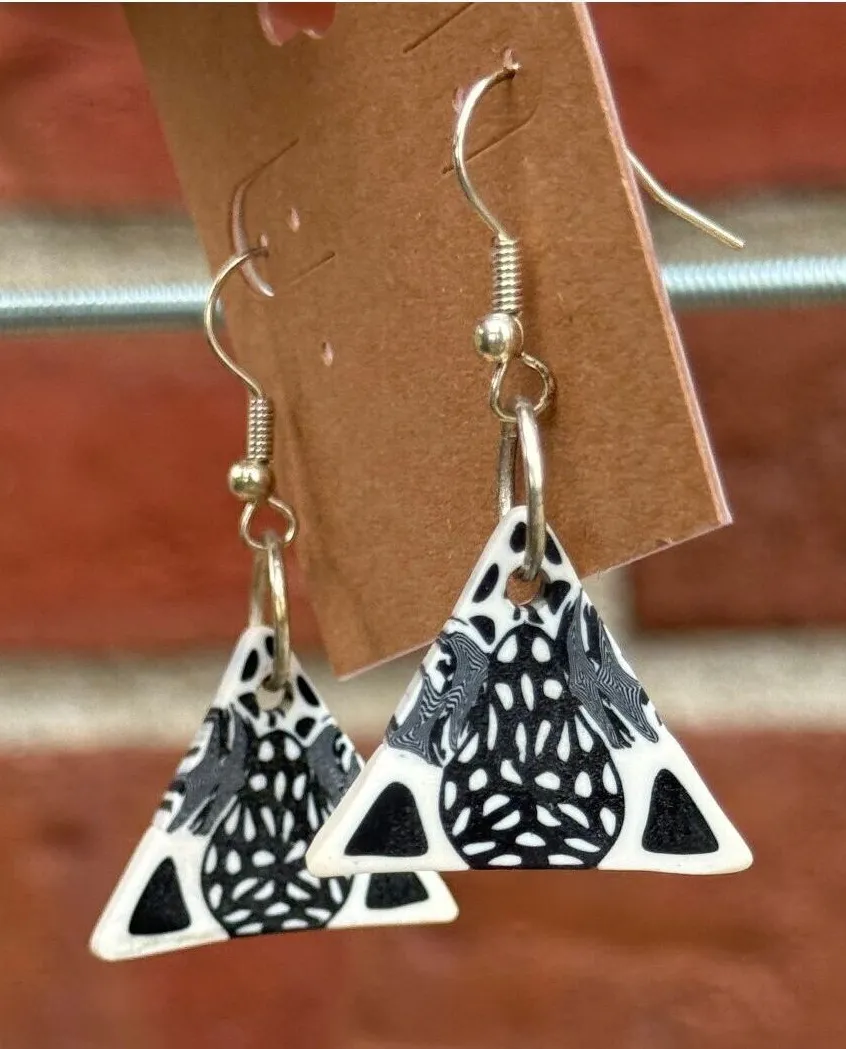 Handmade Polymer Clay Earrings Blue Green Purple