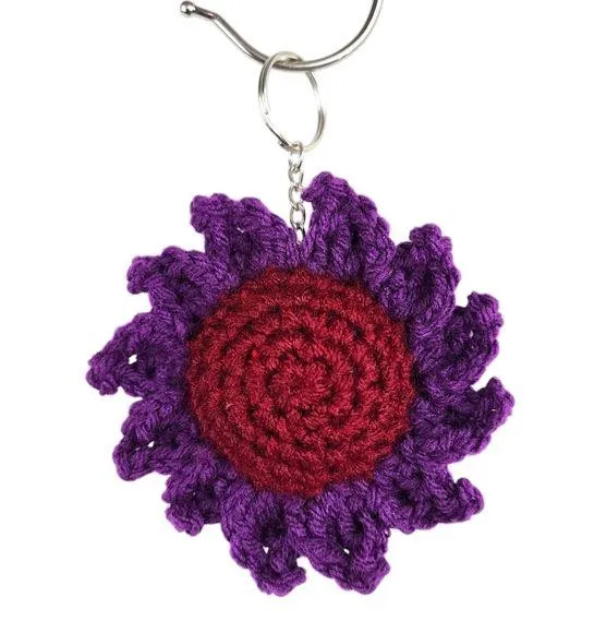 New Crochet Burgundy Purple Keychain Handmade Handcrafted