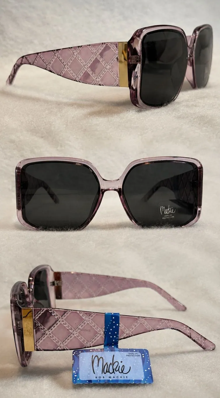 Bob Mackie Oversized Lavender Sunglasses Glam Retro Y2K Rich Mom Chic