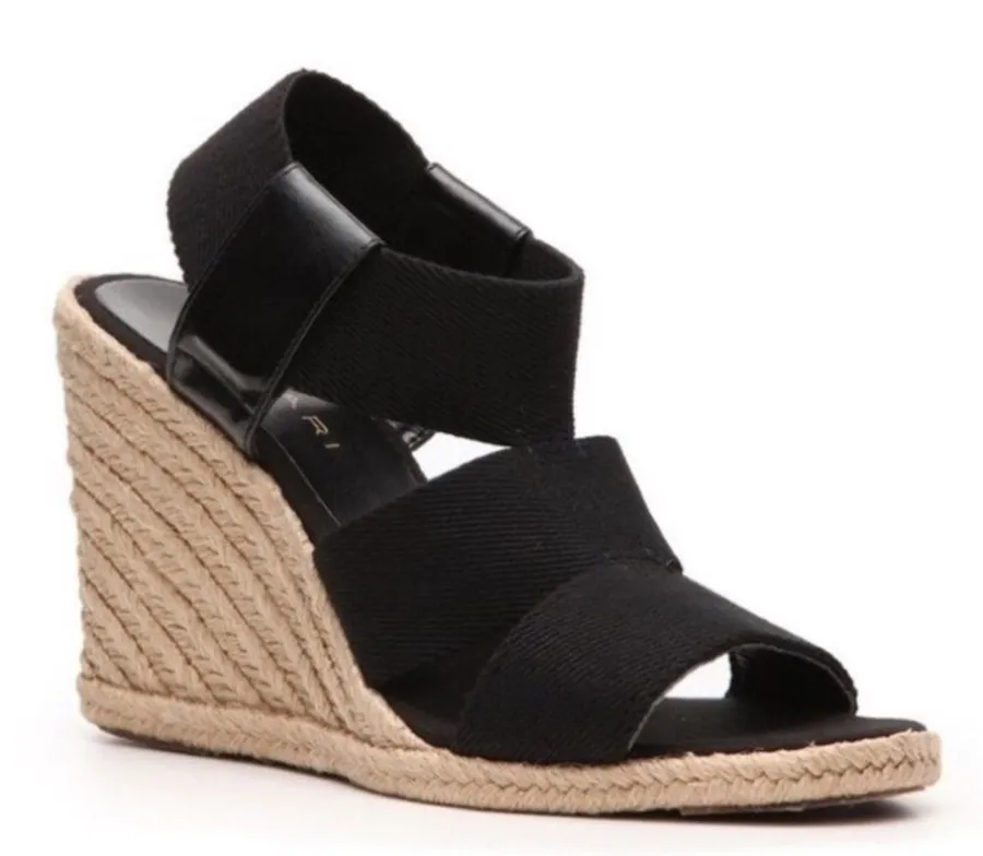 NEW Tahari Wiley Caged Stretch Espadrille Wedge Sandals Size 10 Shoes