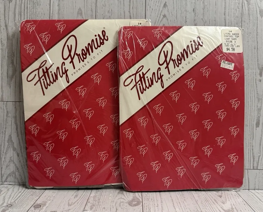 Vintage Fitting Pretty Pantyhose Set Of 2 Size 3 (XL TALL) Light Taupe Made USA