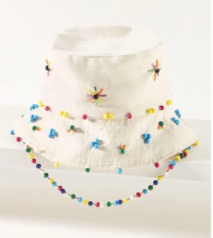 By Anthropologie Beaded Cotton Bucket Hat