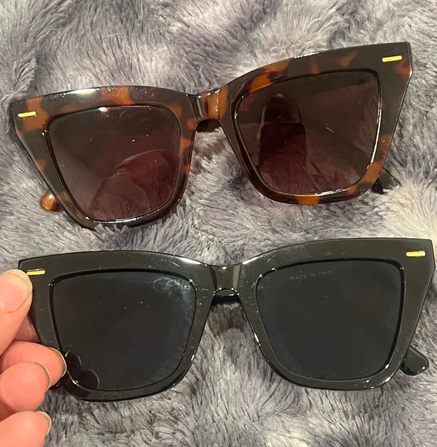 Women's Square Cat-Eye Sunglasses - Black & Tortoiseshell