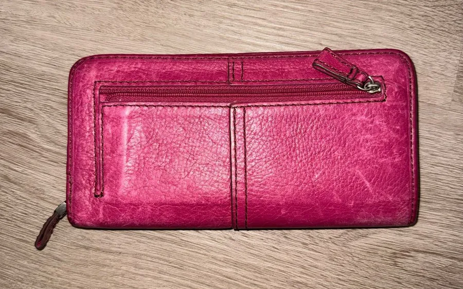 Fossil Pinkish Red Leather Wallet - Women's
