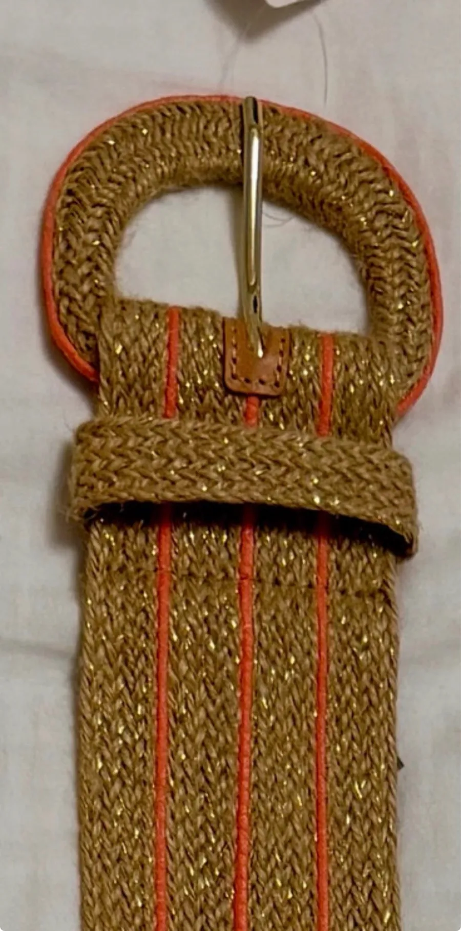 Anthropologie Jute Wide Waist Belt features a woven straw texture with vertical pink stripes