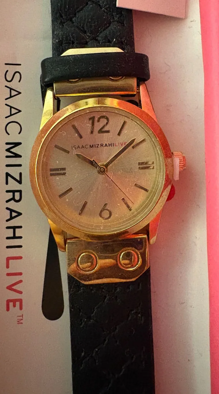 NIB!! Issac Mizrahi Stainless Steel Black and Gold Women’s Wrist Watch