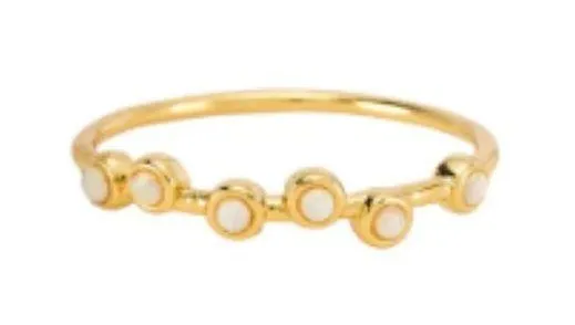 New Scattered Opal Gold Tone Serena Stacking Ring Size 6