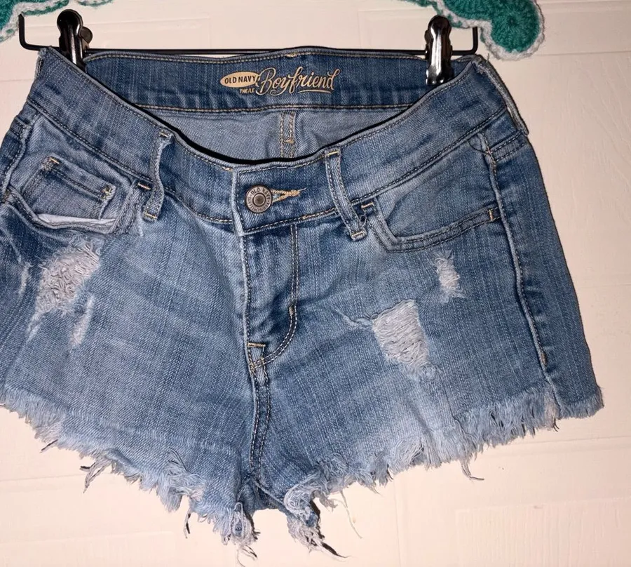 Old Navy Blue Distressed Boyfriend Denim Shorts