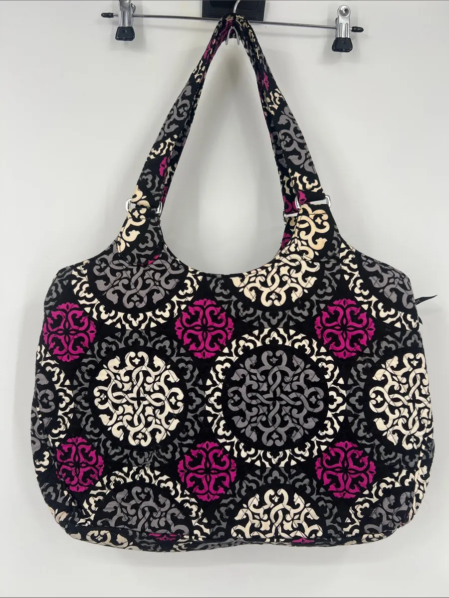 Vera Bradley Black Cream & Magenta Quilted Tote