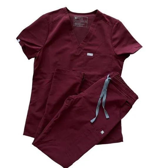 Figs maroon scrub set XS