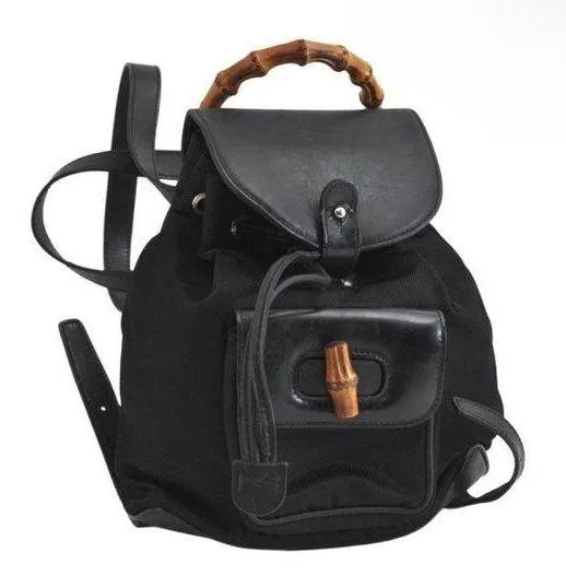 Gucci Black Backpack with Bamboo Handle