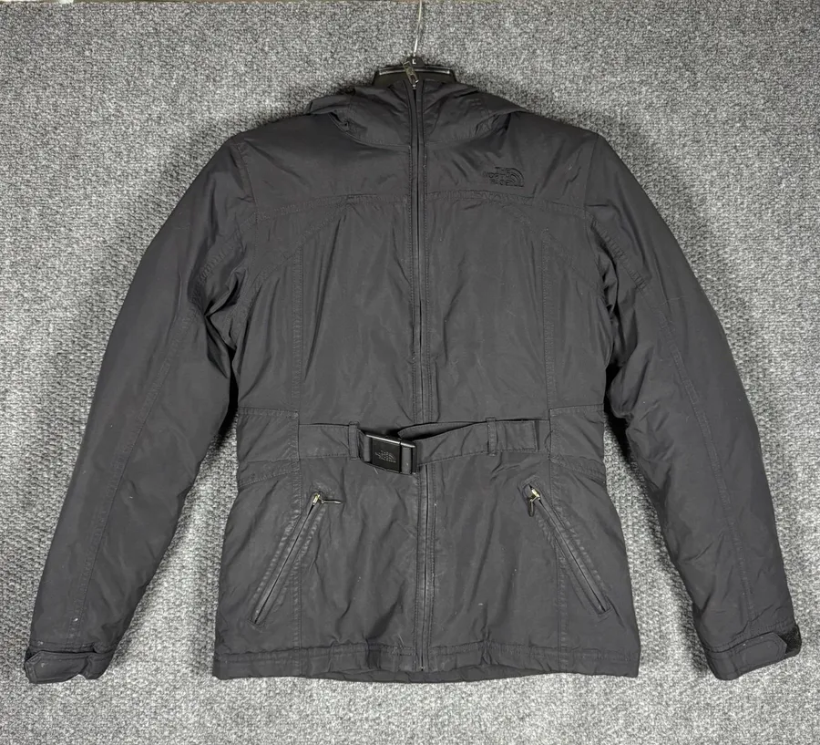 The North Face Hyvent Womens Sz Small Goose Down Belted Jacket Black