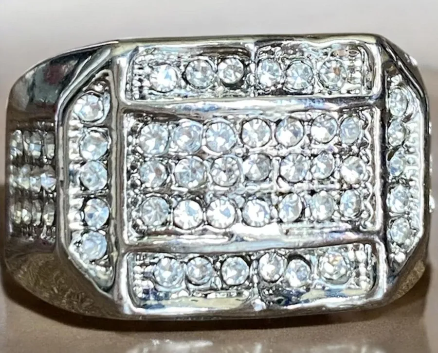 Silver Crystal Chunky Ring Size 8.5
