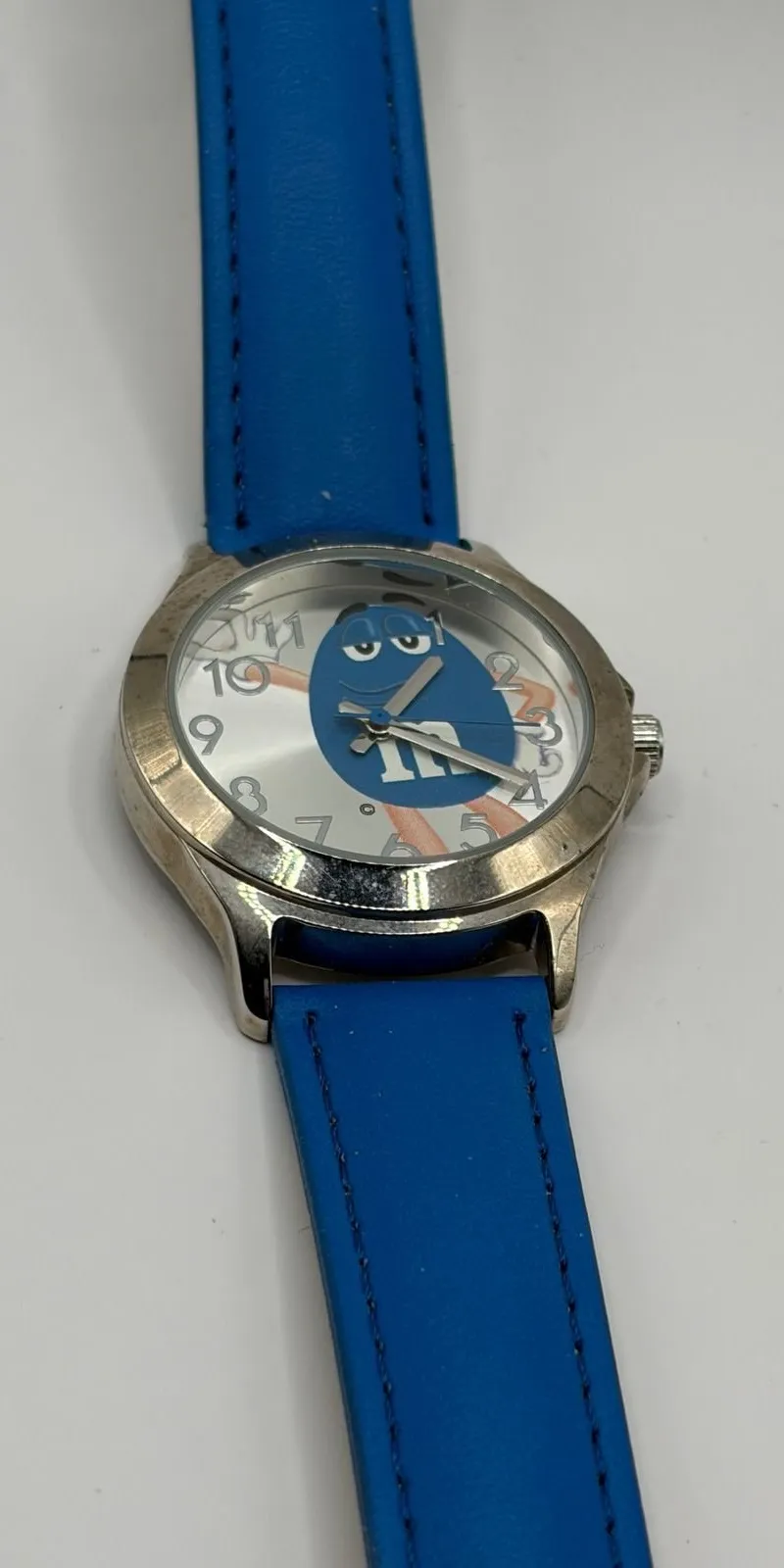 NOS Blue M&M Character Watch Blue Leather Band Japan Movement