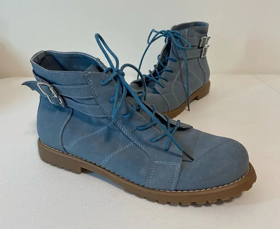 De Blossom Collection women’s blue urvasi-24 lace up ankle boots size 8.5