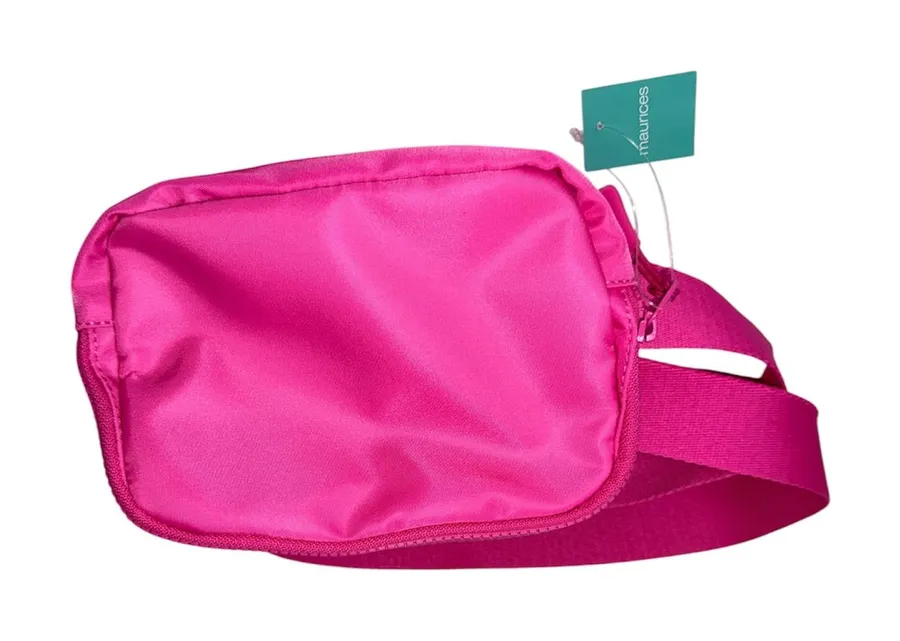 Maurices Solid Neon Pink Crossbody Belt Bag Canvas Buckle Closure NWT