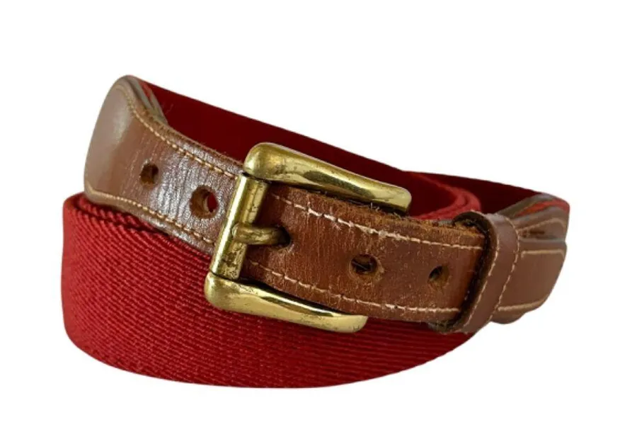 Vintage Leather Red Wool Surcingle Belt Size 38
