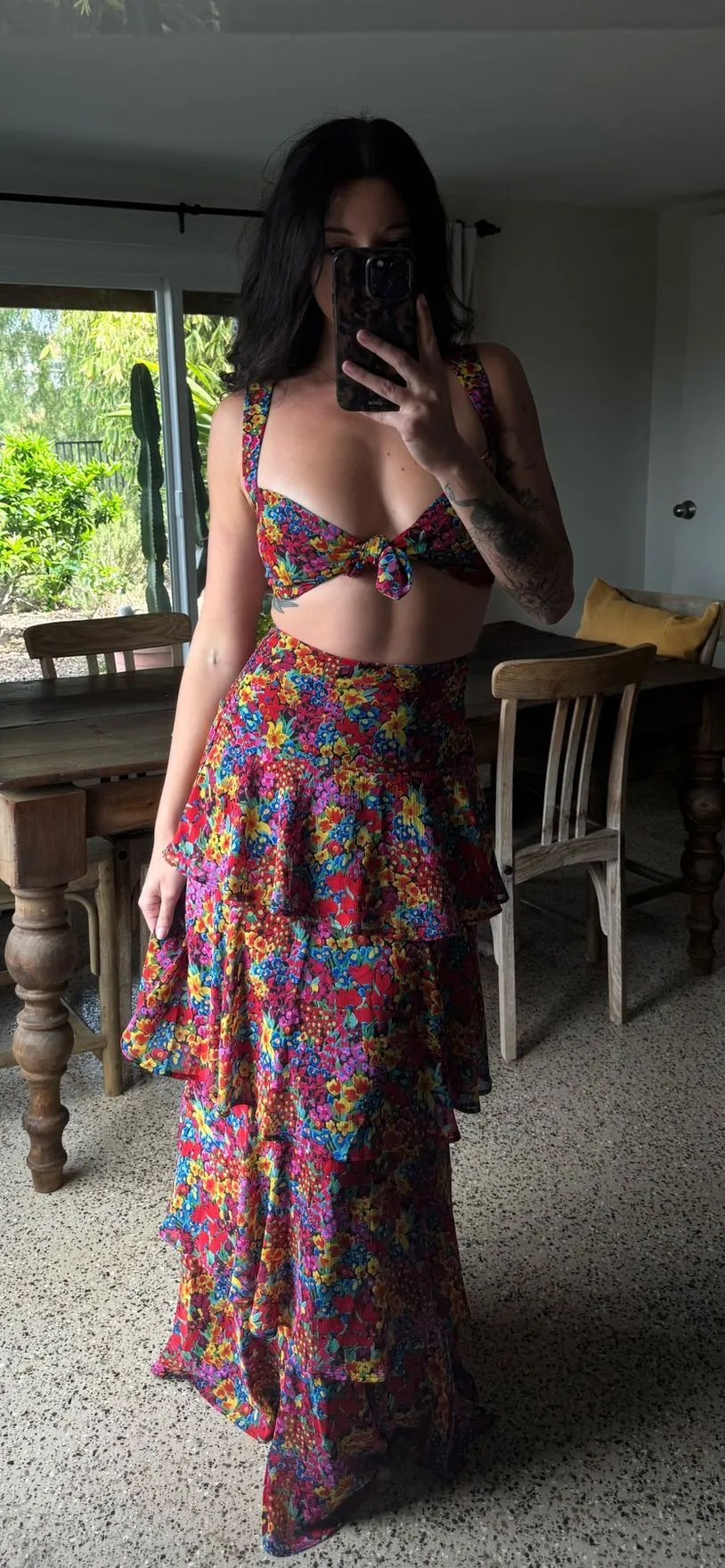 Floral Maxi Skit & Crop Top Set