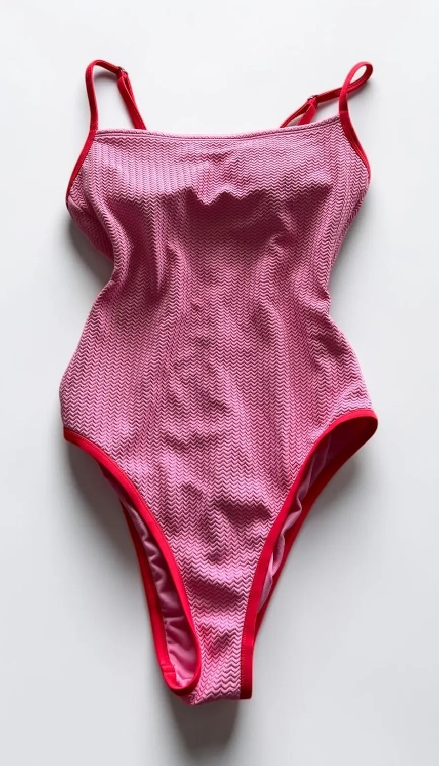 Wild Fable Pink Textured Chevron One Piece Swimsuit High Leg XS NWT