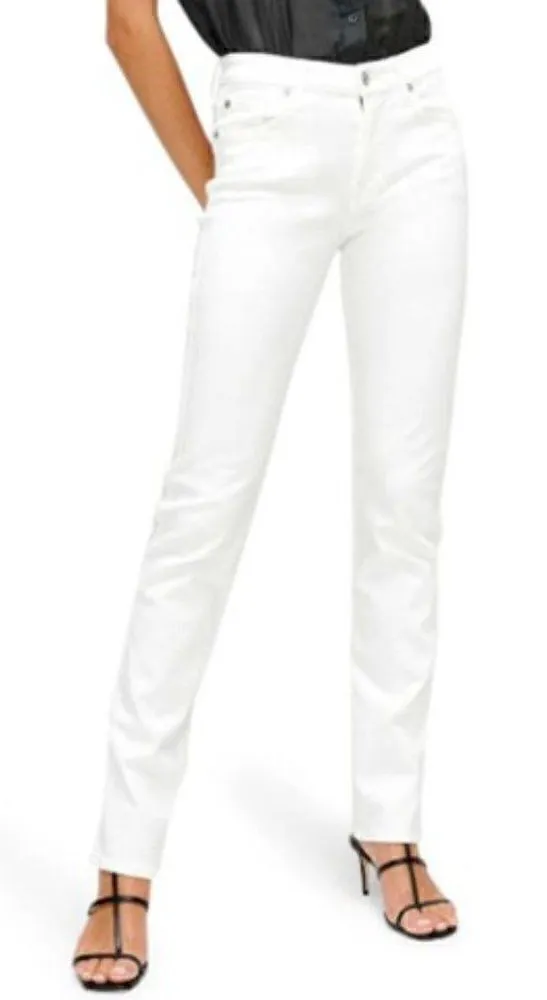ZARA Women Basic White Denim Straight Fit Jeans