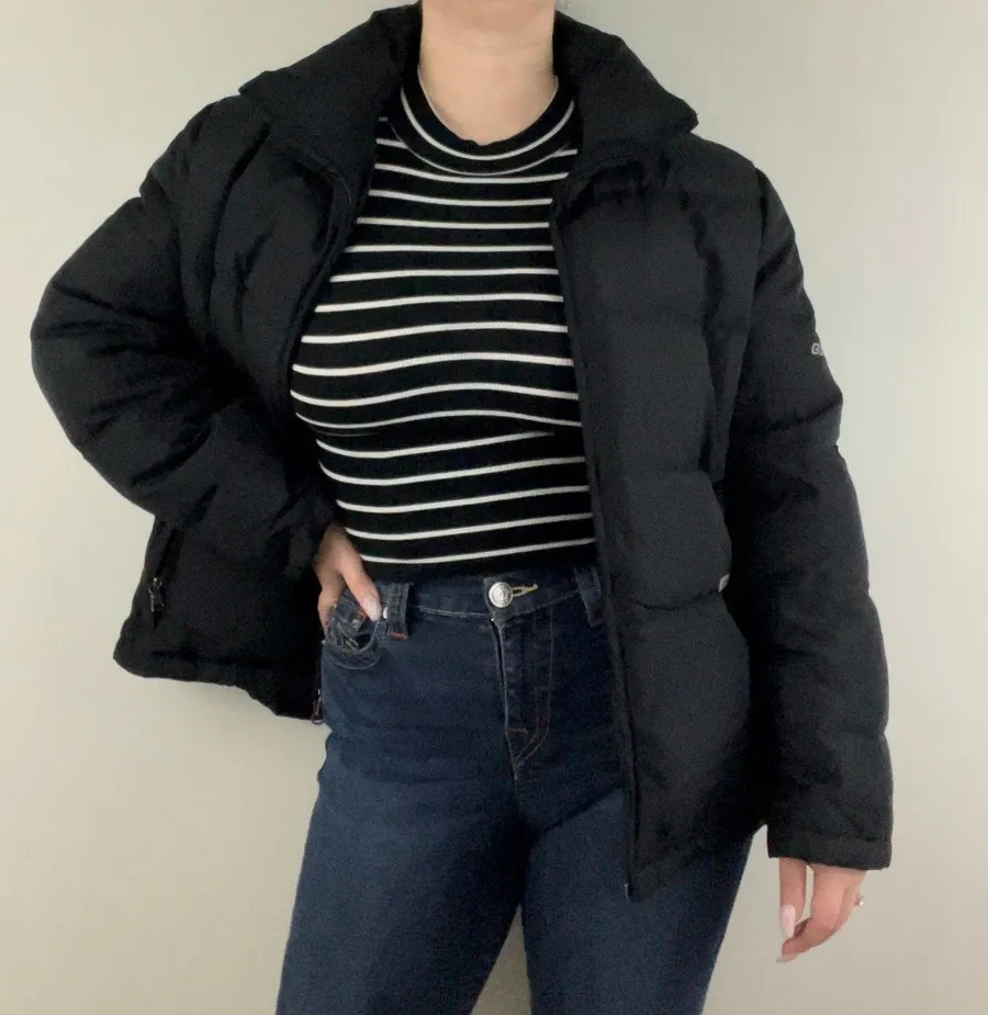 Vintage Y2K Black Mock Neck Zip Up Down Puffer Winter Jacket