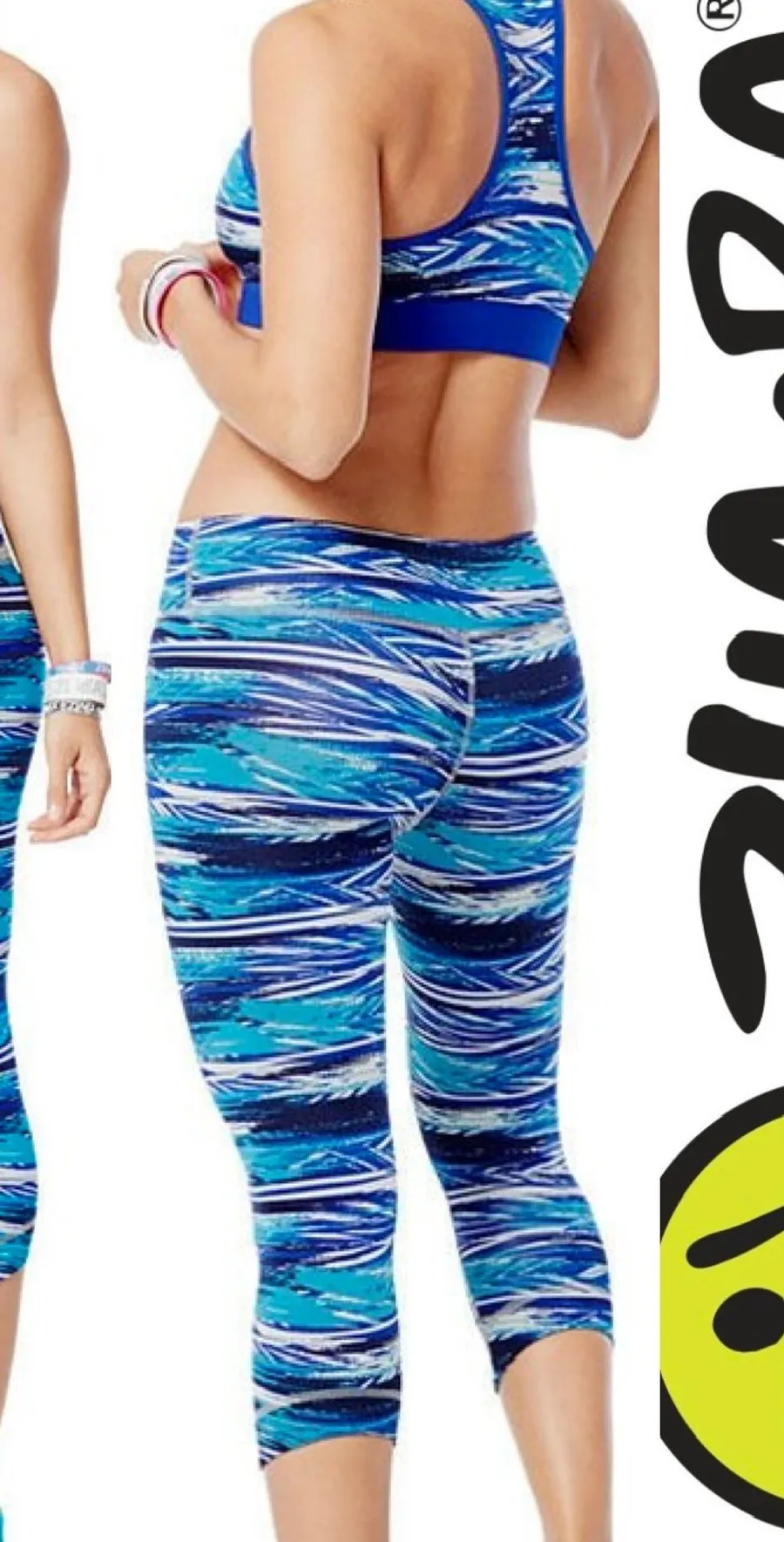 Zumba officials authentic Treaded Surfs Up Blue Z-Dri technology workout set S