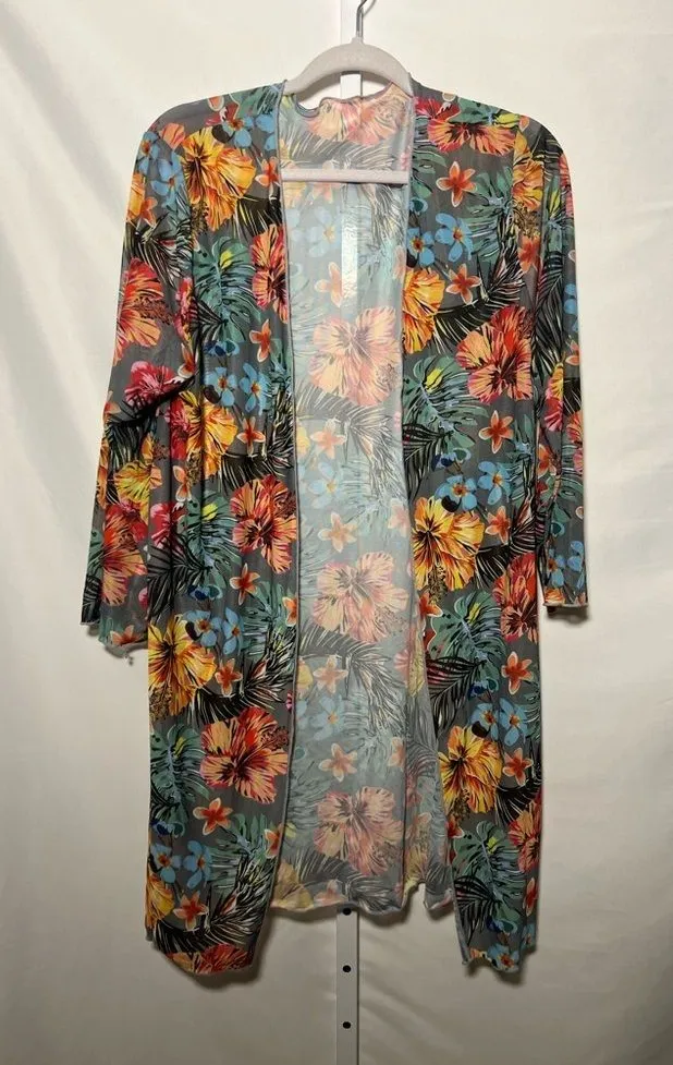 Women’s Floral Mesh Long Sleeve Cover Up