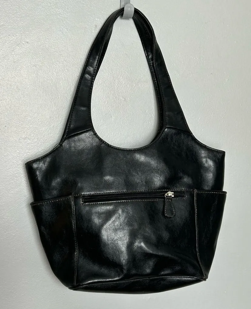 Elegant Black Leather Tote Bag