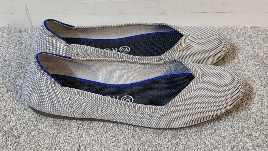 Rothy's Shoes Womens Size 10 Taupe Gray/Beige The Flat Casual Knit Ballet Flats Tan