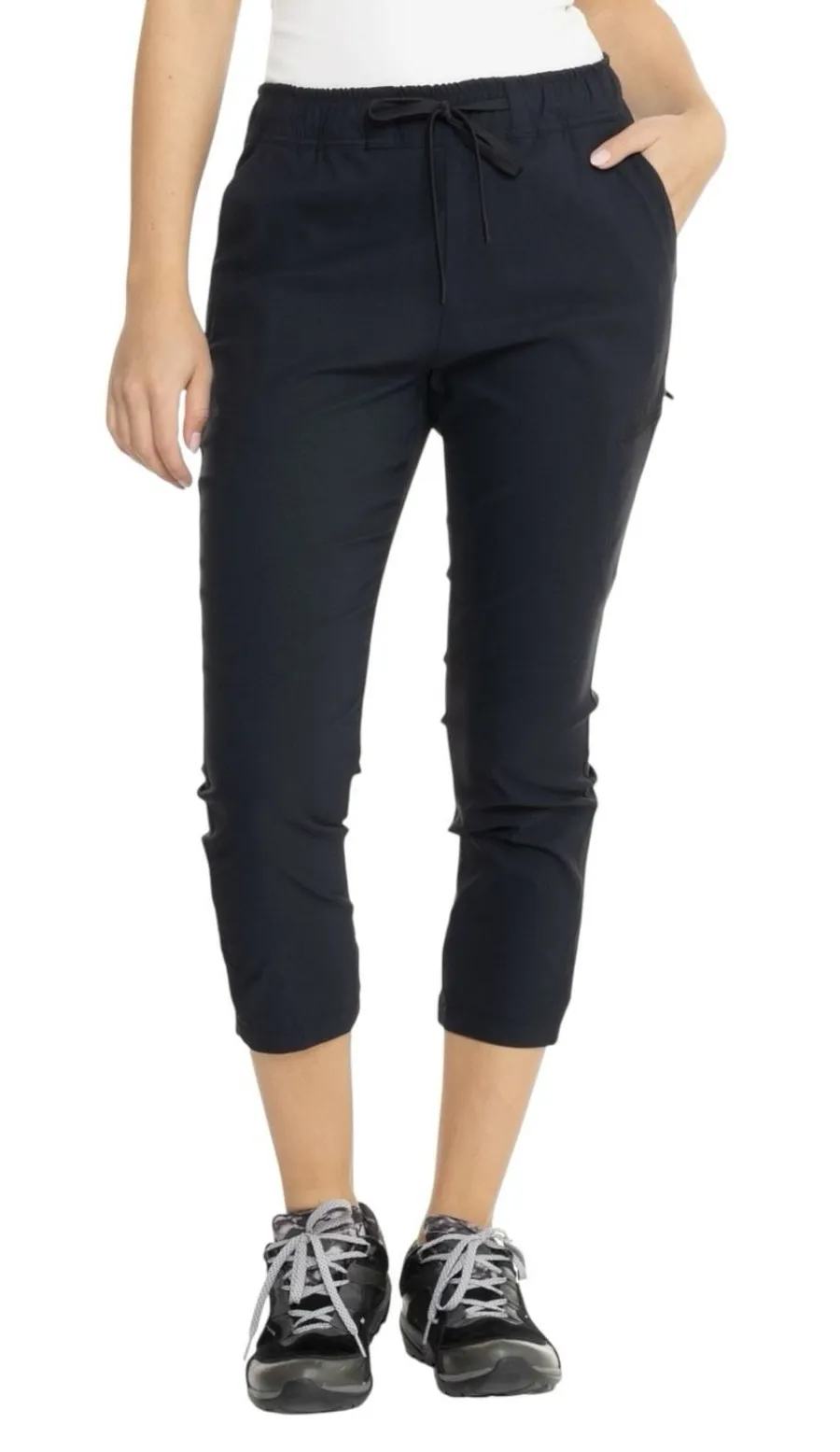 Eddie Bauer Women XL Ripstop Hiking Rapid Capri Pants Black EB000830 Lightweight