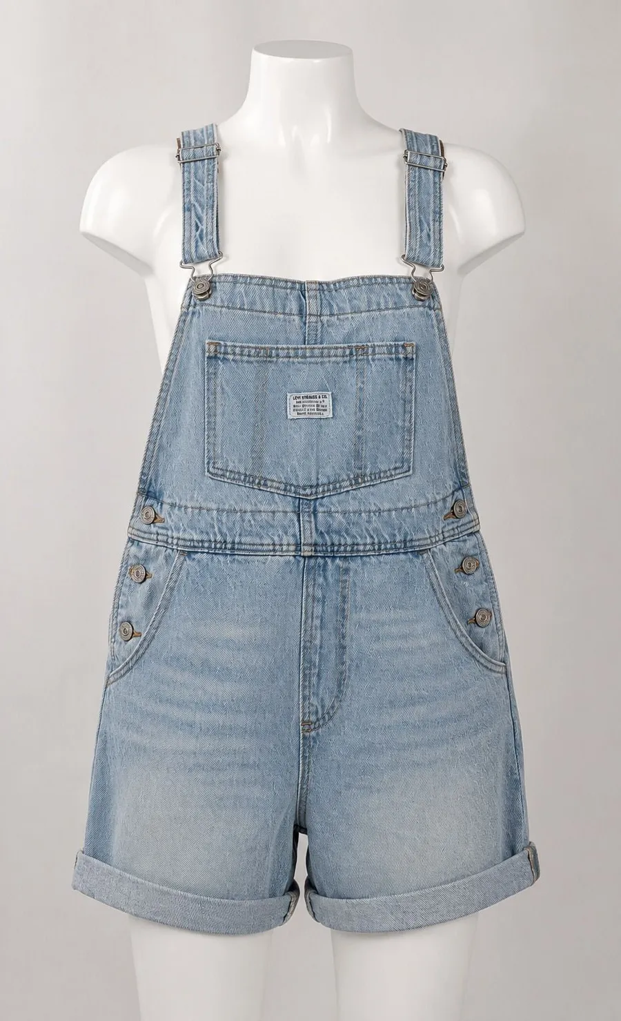 Levis Womens Denim Short Overalls Two Horses XS Americana Festival Cuffed New