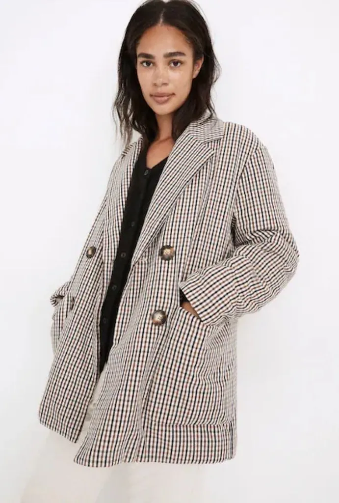 MADEWELL Padded Plaid Jacket size Small NB250 Oversized