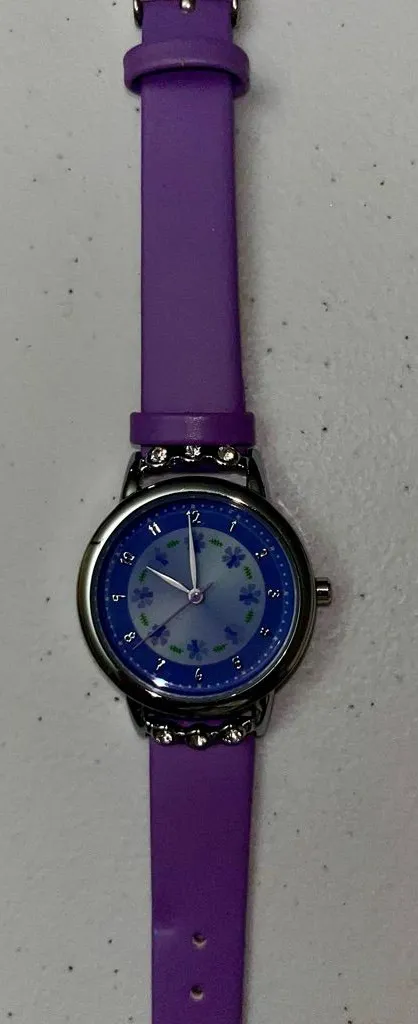 💙 Dovoda Purple Floral Gemmed Ladies Analog Watch
