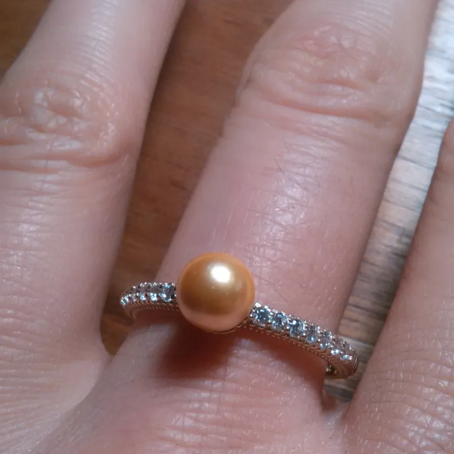Judith Ripka Yellow Pearl Simulant 14K Gold Clad Sterling Silver Ring (Size 10)