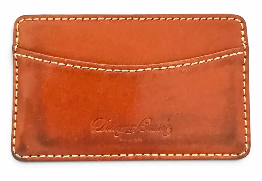 Dooney & Bourke Brown Red Leather Unisex Slim Credit Card Wallet