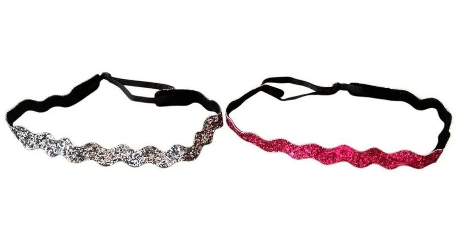 Hipsy Adjustable Headbands Wave Bling Glitter Non Slip Womens Teens Girls 2 Pack Multiple