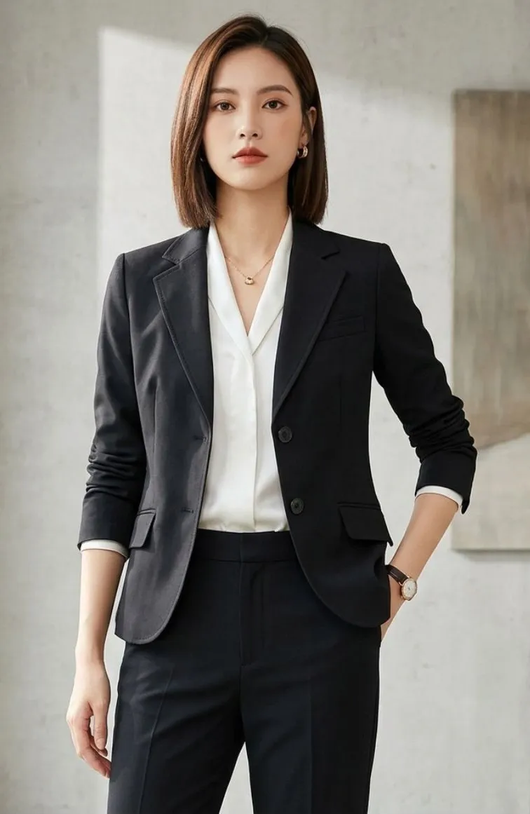 Theory Womens Black Two-Button Fitted Blazer Jacket Size 6 Cotton Stretch USA