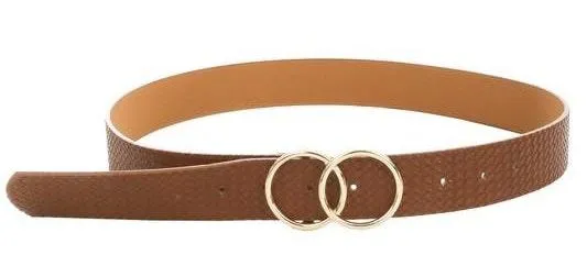 Arlee Double Buckle Vegan Leather Belt Brown