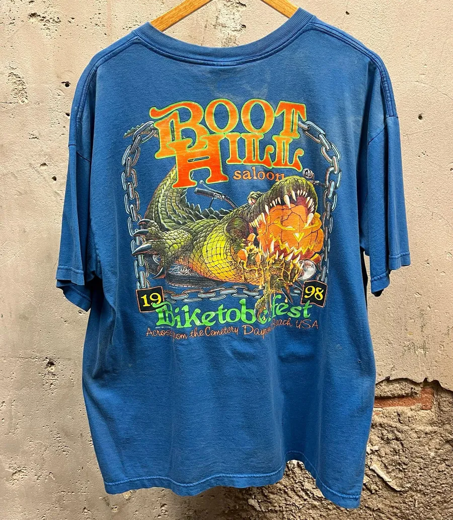 Vintage 1998 Boot Hill Saloon Biketoberfest Alligator Halloween Graphic Tee XL