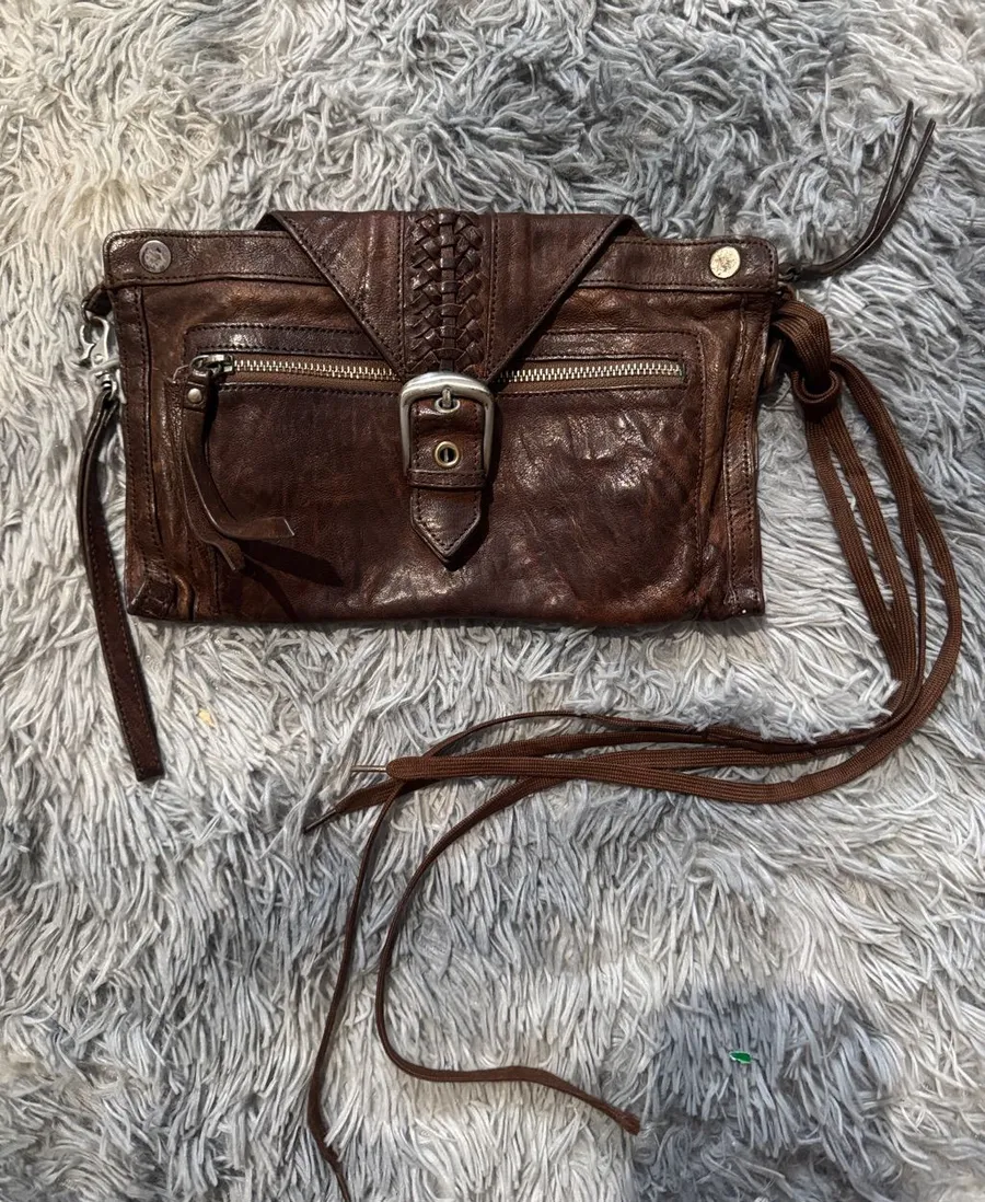Junior Drake Dark Brown Leather Crossbody with Braided Accent