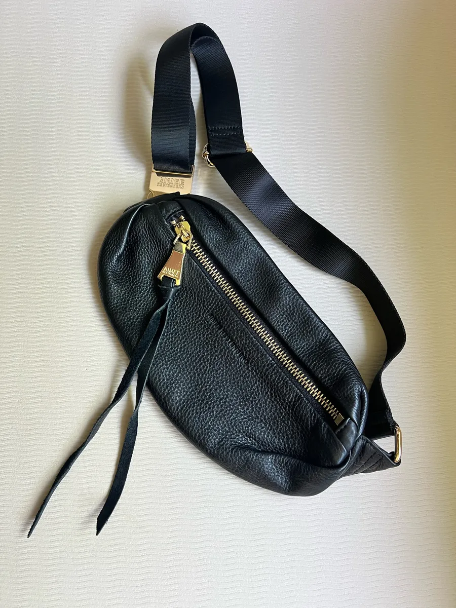 Aimee Kestenberg Milan Bum Bag Black Leather Crossbody Belt Bag NWOT
