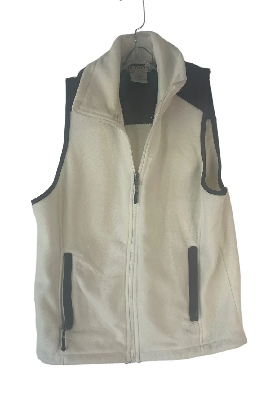 10,000 Above Sea Level Women's Size Small Cream Grey Fleece Vest Gray