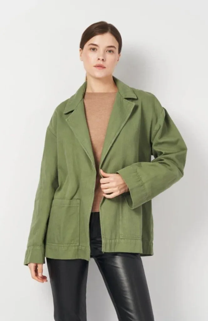 Zara Oversized Twill Utility Open Front Blazer Jacket in Military Green XL NWT