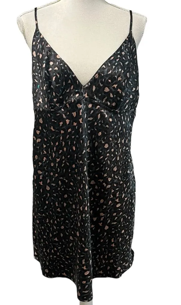 Victoria’s Secret Black Animal Leopard Print Chemise Lingerie XL
