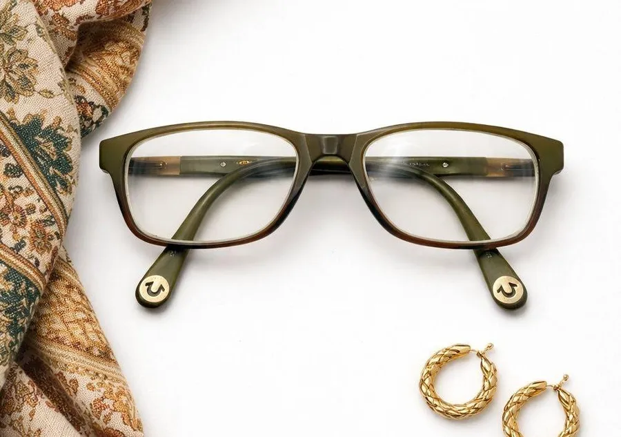 True Religion Ricky Green Gold Eyeglass Frames Designer Square Boho Quiet Luxury