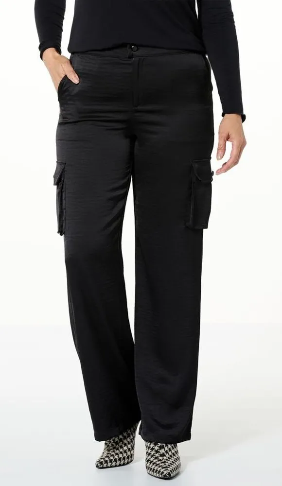 G by Giuliana Black Label Woven Satin Cargo Trouser Size 24W