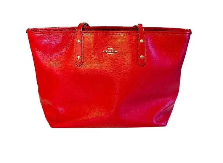 Coach Red City Zipper Tote