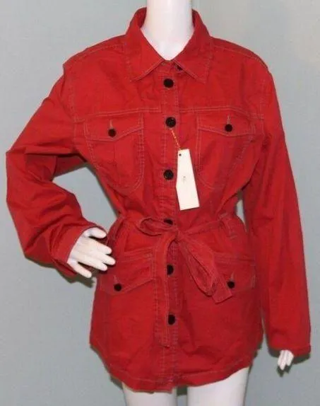 NWT Women's CHRISTOPHER BLUE Red Button & Tie "Taylor" Jacket Sz XL Extra Large