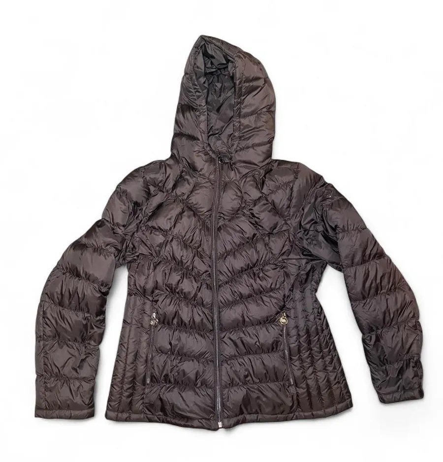 Michael Kors Packable 90% Down Puffer Jacket Black Hooded Women’s Large